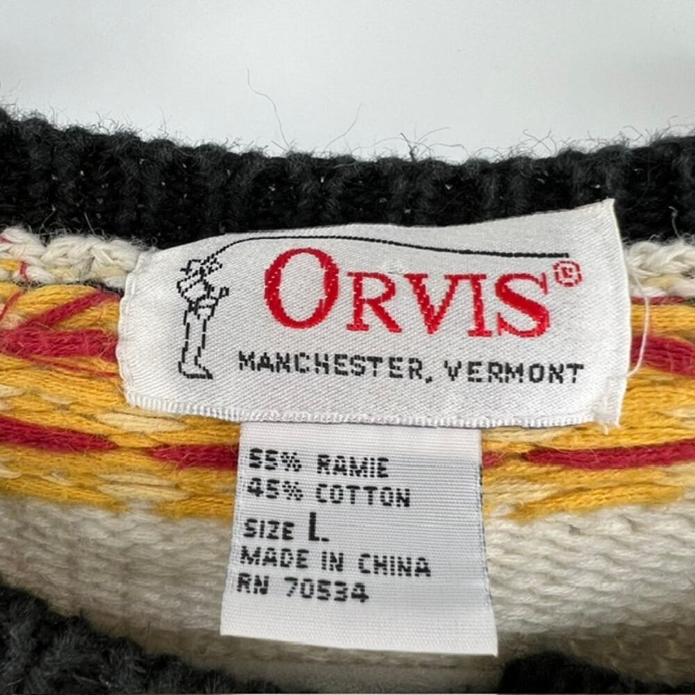 VTG 90s Orvis Fall Leaves Embroidered Cardigan Sweater Womens L USA Cottage READ - Picture 3 of 10